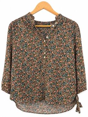 Dôen Button Front Liberty Floral Blouse, Sixe XS
